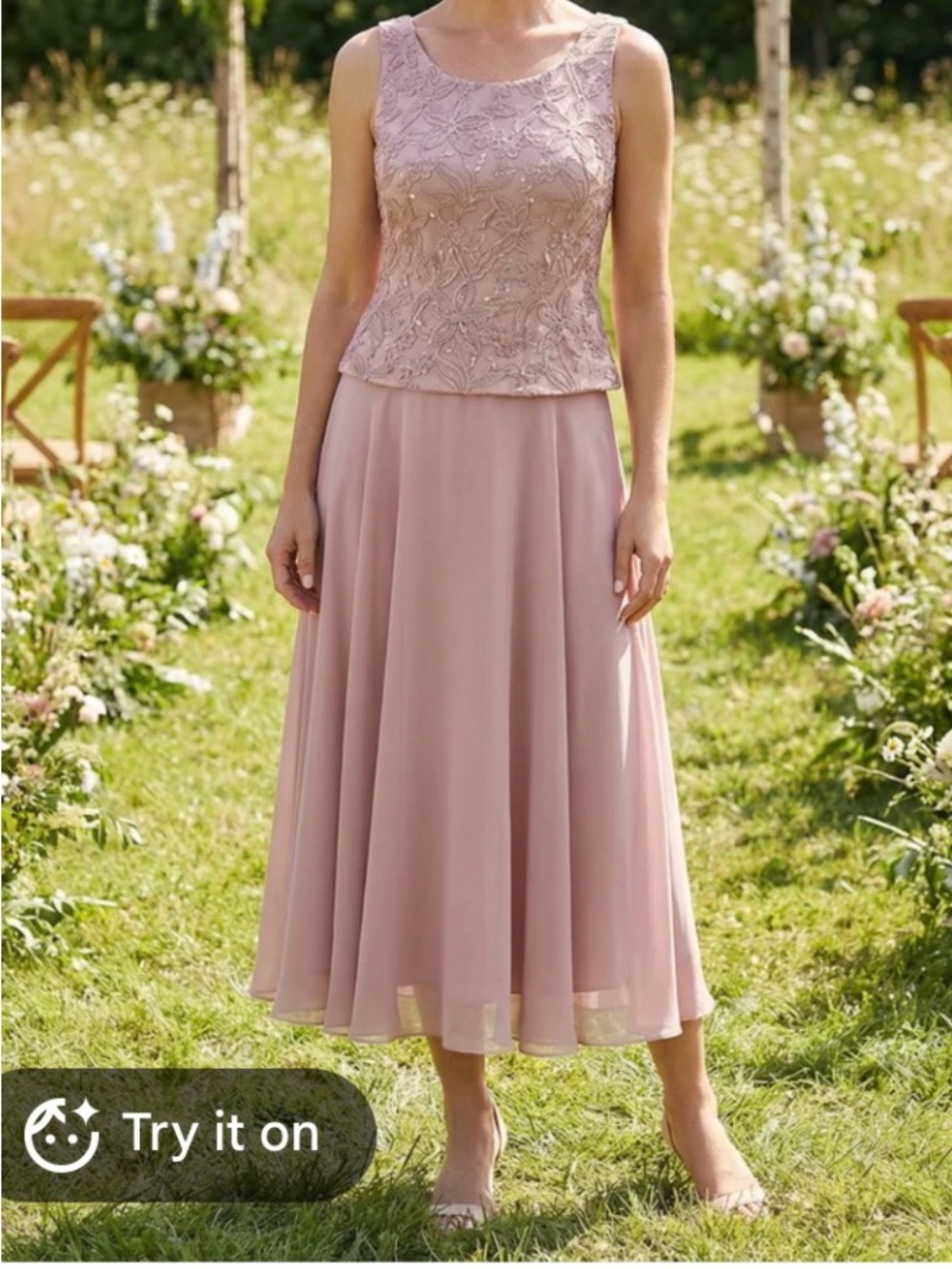 Alex evenings (111) rose color sleeveless evening dress size 10